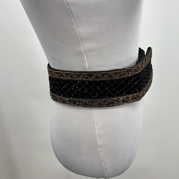 Vintage Christian‎ Dior Ceintures Wide Beaded Beaded Designer Belt Small Medium - Picture 5 of 10